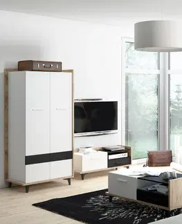 ARTBm TV stolík BOX-08 Farba: dub sonoma svetlá / biela / čierna 