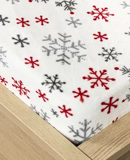 4Home Vianočné prestieradlo mikroflanel Snowflakes, 160 x 200 cm