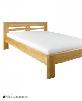 Drewmax Manželská posteľ - masív LK211 | 200 cm dub Farba: Dub prírodný