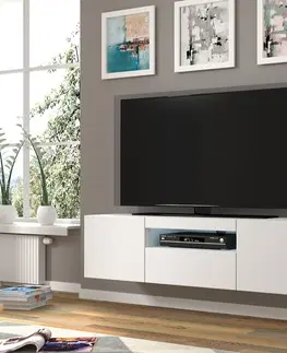 ARTBm TV stolík AURA 150 | biely mat Variant: bez LED osvetlenia