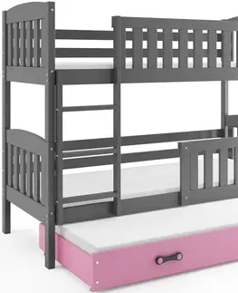BMS Detská poschodová posteľ KUBUŠ 3 s prístelkou / sivá Farba: Sivá / sivá, Rozmer.: 190 x 80 cm