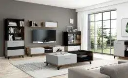 ARTBm TV stolík BOX-08 Farba: dub burgun / biela / čierna 