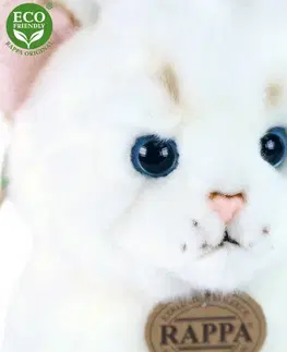 Rappa Plyšová mačka sediaca biela, 25 cm 