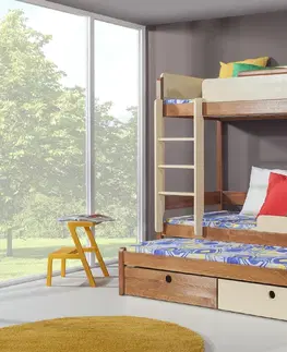 ArtBed Detská  poschodová posteľ s prístelkou NATU III Farba: Borovica - prírodná