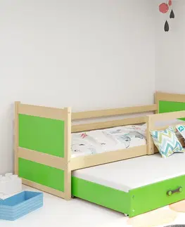 BMS Detská posteľ s prístelkou RICO 2 | borovica 80 x 190 cm Farba: Modrá