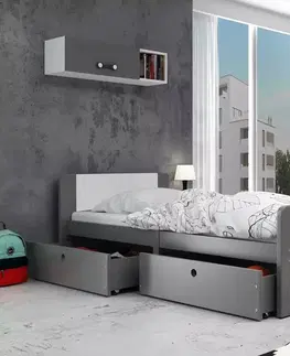 BMS Detská posteľ AREK | 80 x 200 cm farebné prevedenie: Grafit / biele zásuvky