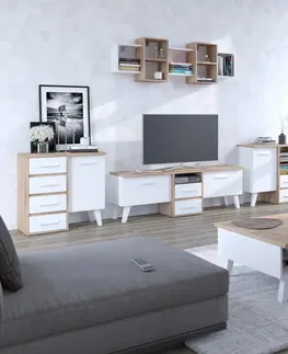 WIP TV stolík NORDIS-14 | 3D Farba: dub sonoma svetlý/biela
