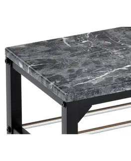 Botník/taburet 2 poschodia Black marble, 77 x 29 x 42 cm