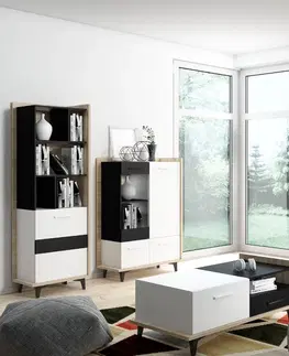 ARTBm TV stolík BOX-08 Farba: dub artisan / biela / čierna