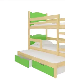 ArtAdrk Detská poschodová posteľ LETICIA Farba: biela / zelená