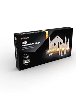 Solight LED zimná dedinka, modulárna, 14 prvkov, 10x LED, 2x AAA