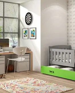 BMS Detská posteľ KUBUŠ 1 s úložným priestorom | sivá Farba: Sivá / biela, Rozmer.: 200 x 90 cm