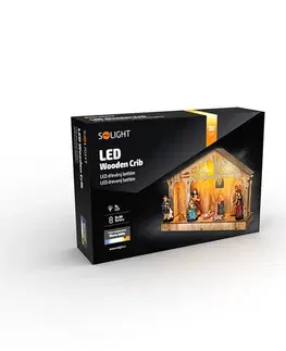 Solight LED drevený betlehem, 30 x 21 cm, 7x LED, 2xAA