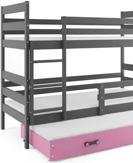 BMS Detská poschodová posteľ ERYK 3 s prístelkou | sivá Farba: Sivá / sivá, Rozmer.: 190 x 80 cm