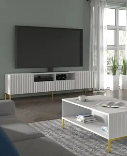 ARTBm Tv stolík WAVE 200 | 4D Prevedenie: Biely mat / zlaté nohy