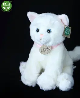 Rappa Plyšová mačka sediaca biela, 25 cm 