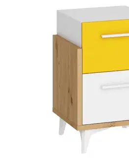 WIP Nočný stolík HEY-19 | 45 Farba: Dub artisan/biela/žltá