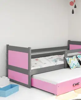 BMS Detská posteľ s prístelkou RICO 2 | sivá 80 x 190 cm Farba: Ružová