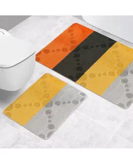 Bellatex Sada kúpeľňových predložiek bez výkroja Bany Lúče oranžová, 60 x 100 cm, 60 x 50 cm
