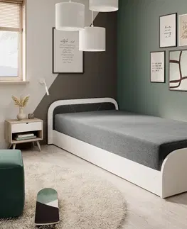ArtElta Jednolôžková posteľ PARYS biela | 80 x 190 cm Farba: Pravá / Sawana 14
