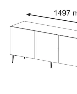 ARTBm TV stolík RAVENNA C 3D 150 | biela lesklá Prevedenie: Biela / biela lesk / zlaté nohy