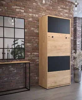 ArtAbiks Sklápacia posteľ CASE LOFT BLACK | vertikálna 90 x 200 cm