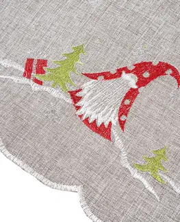 Forbyt Vianočný obrus Škriatkovia sivá, 40 x 140 cm