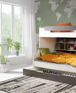 ArtBed Detská poschodová posteľ HARRY Farba: biela/zelená