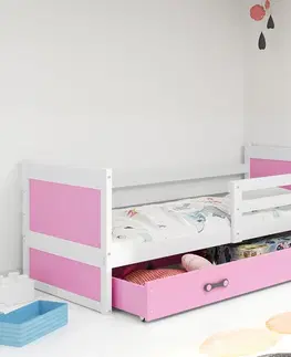 BMS Detská posteľ RICO 1 | biela 90 x 200 cm Farba: Ružová