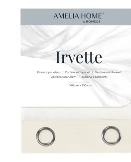 AmeliaHome Záclona Irvette Eyelets krémová, 140 x 250 cm
