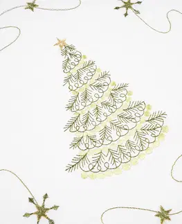 Forbyt Vianočný obrus Stromček bielo-zelená, 120 x 140 cm