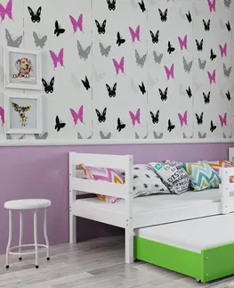 BMS Detská posteľ s prístelkou ERYK 2 | biela Farba: biela / ružová, Rozmer.: 190 x 80 cm