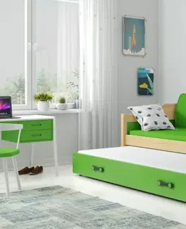 BMS Detská posteľ s prístelkou DAWID | borovica 90 x 200 cm Farba: Modrá