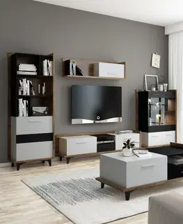 WIP TV stolík 2D1S BOX-09 Farba: dub sonoma svetlá / biela / čierna 