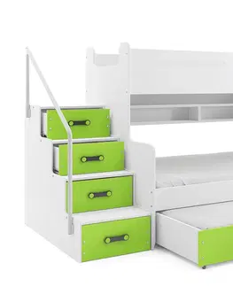 BMS Detská poschodová posteľ s prístelkou MAX 3 Farba: Sivá