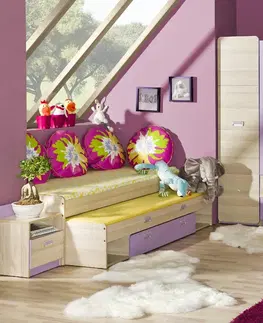 Dolmar Detská posteľ s prístelkou CORNETO L16 Farba: Jaseň coimbra / fialová