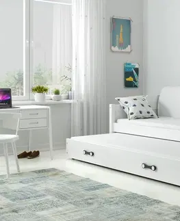 BMS Detská posteľ  s prístelkou DAWID | biela 90 x 200 cm Farba: Ružová