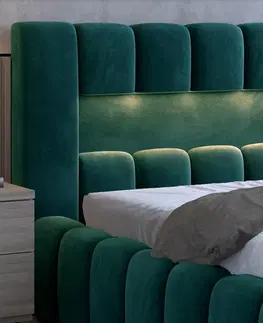 ArtElta Manželská posteľ LAMICA s osvetlením | 140 x 200 cm Farba: Monolith 63