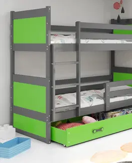 BMS Detská poschodová posteľ RICO | sivá 90 x 200 cm Farba: Zelená