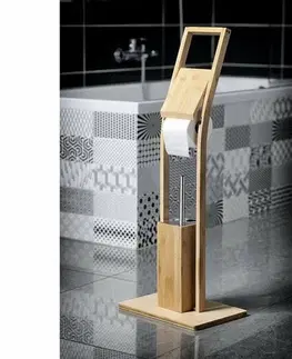 AQUALINE BI026 Bambus stojan s držiakom na toaletný papier a WC štětku, hranatý 