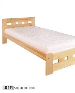 Drewmax Jednolôžková posteľ - masív LK145 | 90 cm borovica Morenie: Gray