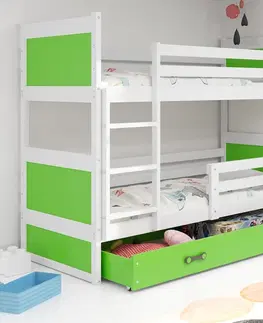 BMS Detská poschodová posteľ RICO | biela 90 x 200 cm farba: Ružová