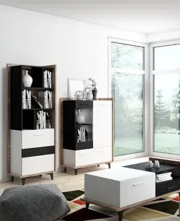 ARTBm TV stolík BOX-08 Farba: dub sonoma svetlá / biela / čierna 