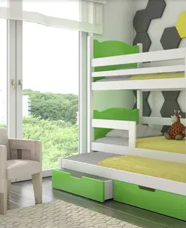 ArtAdrk Detská poschodová posteľ LETICIA Farba: Borovica/zelená