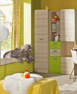 Dolmar Detská posteľ s prístelkou CORNETO L16 Farba: Jaseň coimbra / zelená
