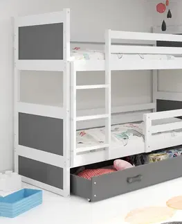 BMS Detská poschodová posteľ RICO | biela 90 x 200 cm Farba: Sivá