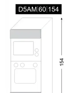 ArtExt Kuchynská skrinka vysoká pre vstavané spotrebiče FLORENCE lesk | D5AM 60 154 Farba korpusu: Grey