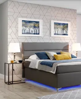 ArtElta Manželská posteľ AMADEO Boxspring s LED osvetlením | 140 x 200 cm Farba: BAO 19 - Orinoco 85 (modrá)