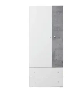 Meblar  Šatníková skriňa SIGMA SI3 L/P Farba: beton/biela/dub
