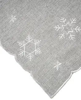 Forbyt Vianočný obrus Vločky sivá, 85 x 85 cm